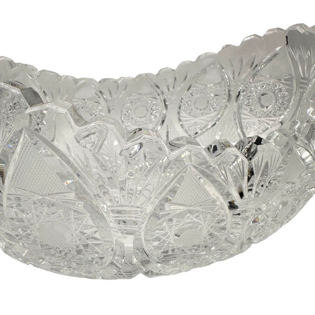 Vintage American Brilliant Style Cut Crystal Serving Bowl For Sale - Image 11 of 12