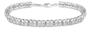 .925 Sterling Silver 1/10 Cttw Diamond Double-Link 7" Rolex Tennis Bracelet