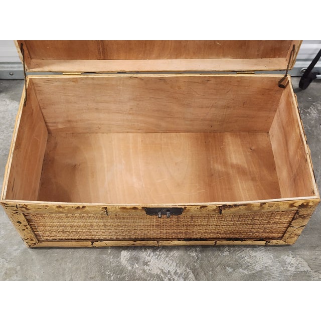 Mid Century Asian Bamboo & Rattan Trunk For Sale - Image 15 of 16