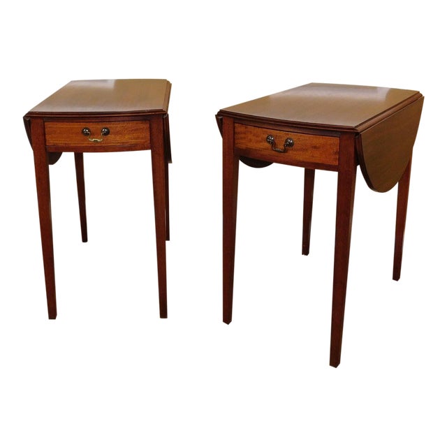 Vintage Federal Style Pembroke Drop Leaf End Tables - Pair ... When open it can sit four people and is a miniature drop leaf table , beautifully decorated with 1930s musical scores and butterflies, before being crackled and stained for the authentic aged feel.