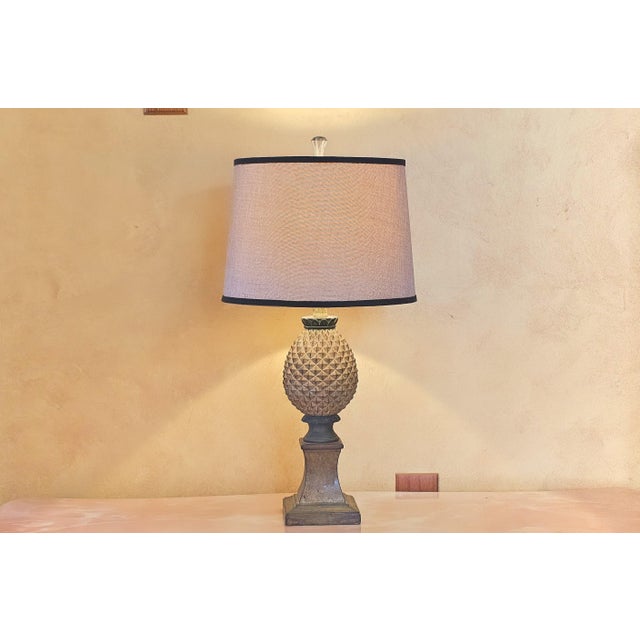 Hollywood Regency Pineapple Table Lamp with custom shade in excellent vintage condition .with authentic original parts,...