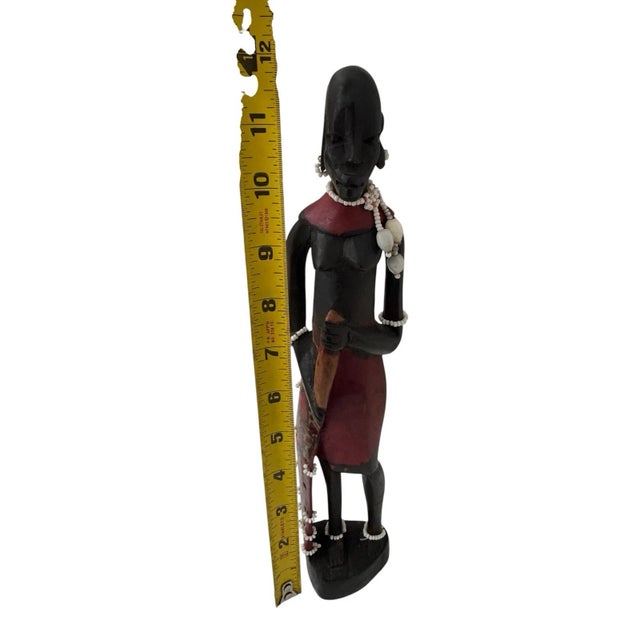 Hand Carved Wooden African Maasai Warrior Figure For Sale - Image 9 of 9