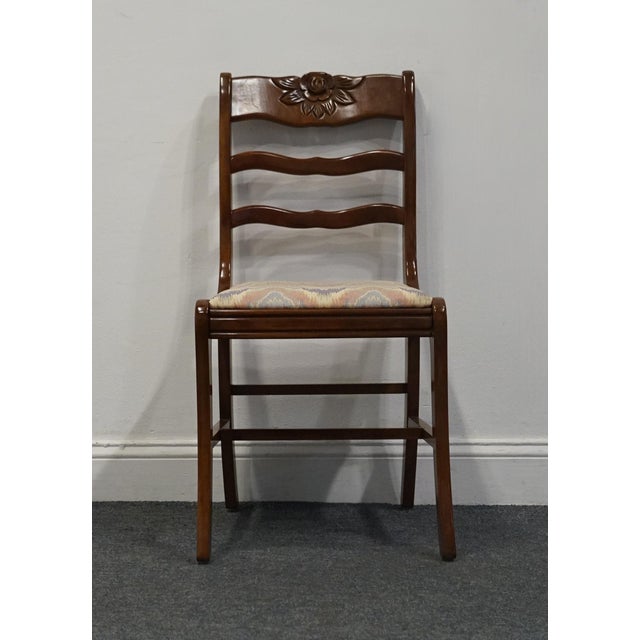 Vintage Antique Solid Cherry Country French Dining Side Chair W. Carved Rose Crest For Sale - Image 4 of 9
