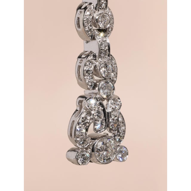 Metal The Santa Rosa: Outstanding Antique Platinum Diamond Dangler Earrings, 2 Pieces For Sale - Image 7 of 10