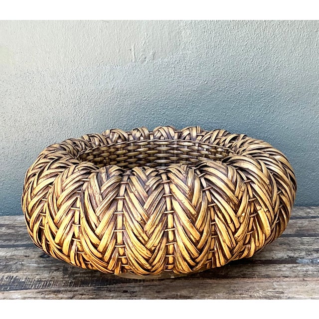 Late 20th Century Vintage Handcrafted Rattan Centerpiece For Sale - Image 5 of 13