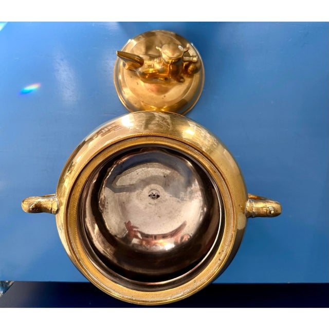 Vintage Brass Foo Dog Urn Censer For Sale - Image 10 of 11