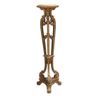 Large Tripod Plant Stand in Carved and Gilded Wood For Sale