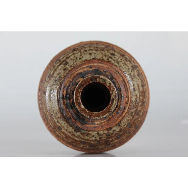 Danish Rustic Stoneware Vase in Chamotte Clay with Stripe Decor by Tue Poulsen, 1970s For Sale - Image 6 of 9