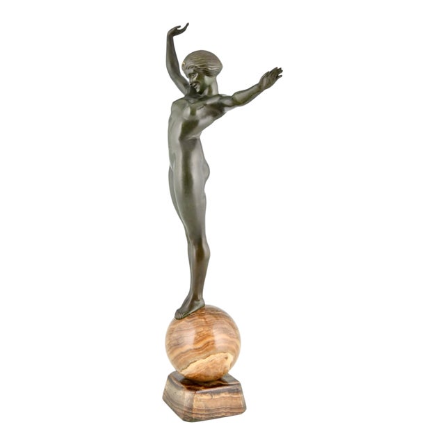 Maurice Guiraud Rivière, Nude, Ball Dancer Balance, 1925, Bronze on Marble Base For Sale - Image 6 of 13