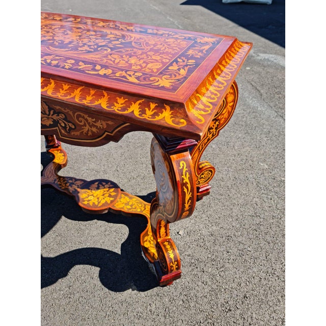 Wood French Style Coffe/Tea Side/Center Table/Desk With Scrolled Legs For Sale - Image 7 of 13