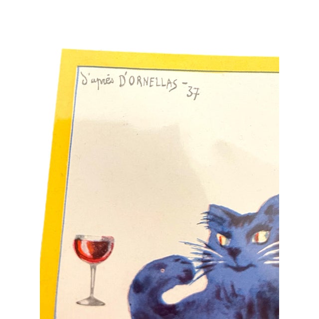 French Dubonnet Advertising Poster Print With Blue Cat Design, 1937 D'Ornellas. For Sale - Image 11 of 11