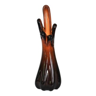 Mid-Century Brown Viking Glass Vase For Sale