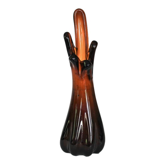 Mid-Century Brown Viking Glass Vase For Sale