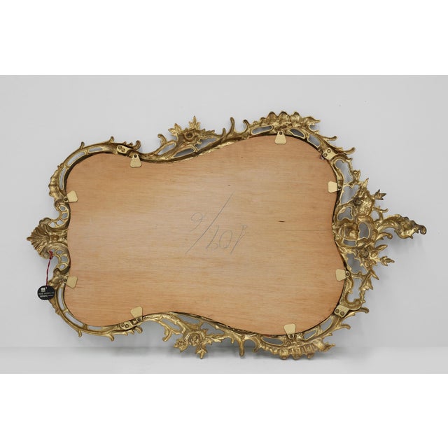 20th Century Louis XVI Ornate Metal Wall Mirror with Rococo Flourishes, France, 1950s For Sale - Image 10 of 11