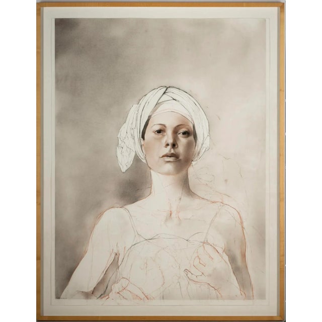 A stunning original work on paper by Stephen Namara, framed and titled 'Anna' and skillfully created with pencil, conté...