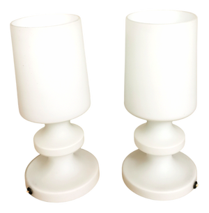 Vintage White Glass Table Lamps by Ivan Jakes, Former Czechoslovakia, 1960s, Set of 2