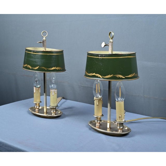 Metal Antique Brass Bouillotte Lamps, 1890s, Set of 2 For Sale - Image 7 of 18