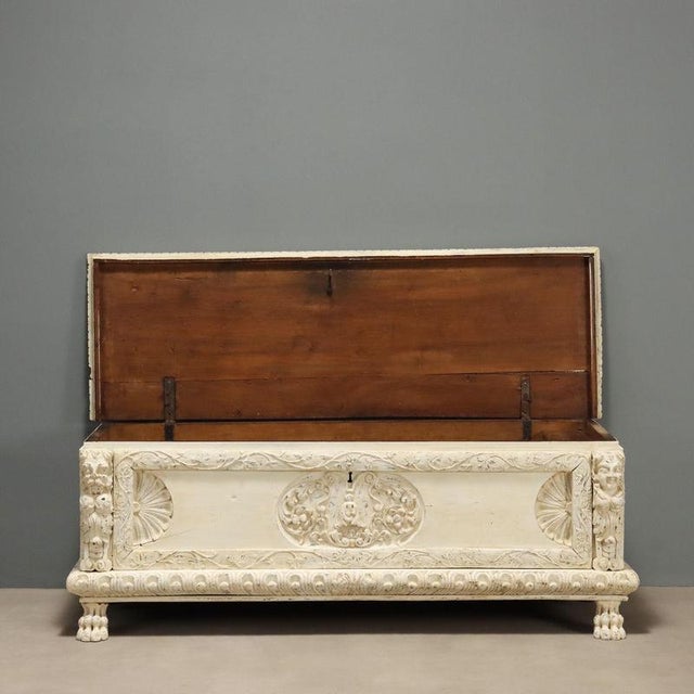 Neorenaissance Style Carved and Painted Chest For Sale - Image 5 of 15