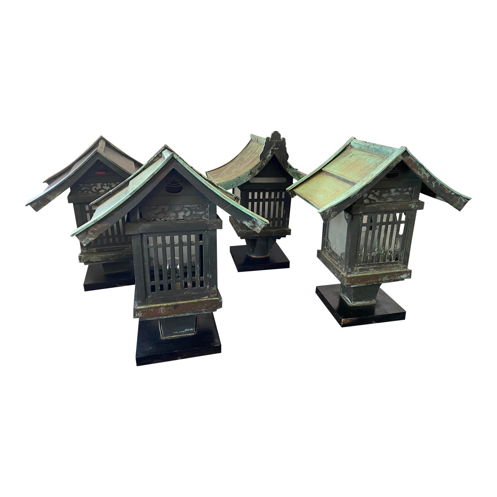 1910s Old Japanese Copper Lantern Table Lamps Set of 4 Chairish