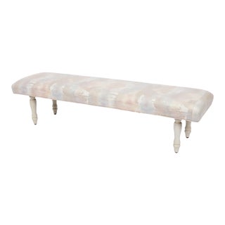 1980s Postmodern Three-Seat Bench With Watercolor Upholstery For Sale