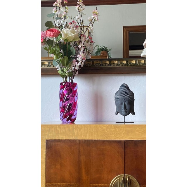 1950s Archimede Seguso Attributed Solid Rose Colored Thick Glass Vase For Sale - Image 9 of 13