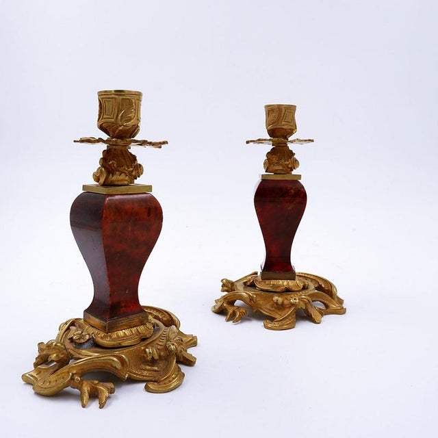 Napoleon III Gilt Bronze Candleholders, Set of 2 For Sale - Image 12 of 13