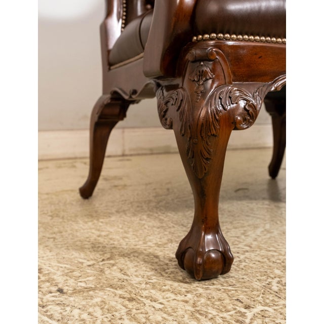 Scarborough House Mahogany Tufted Leather Georgian Style Settee For Sale - Image 10 of 18