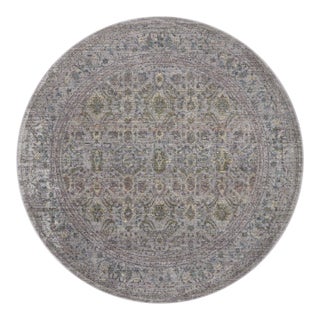 Jean Stoffer x Loloi Bradbury Grey / Multi 5'-0" x 5'-0" Round Accent Rug For Sale