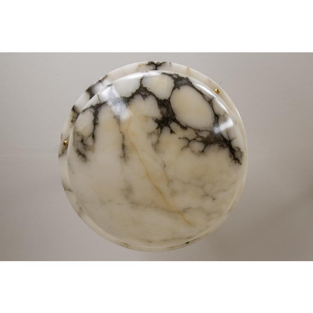 Metal French Art Deco Black Veined Alabaster and Bronze Pendant Light, 1920s For Sale - Image 7 of 18