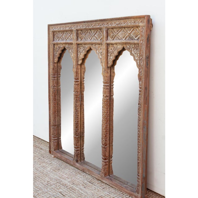 Glass Finely Carved Square Triple Arched Mirror For Sale - Image 7 of 8