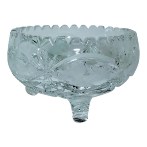 Vintage Polish Crystal Cut Tripod Bowl