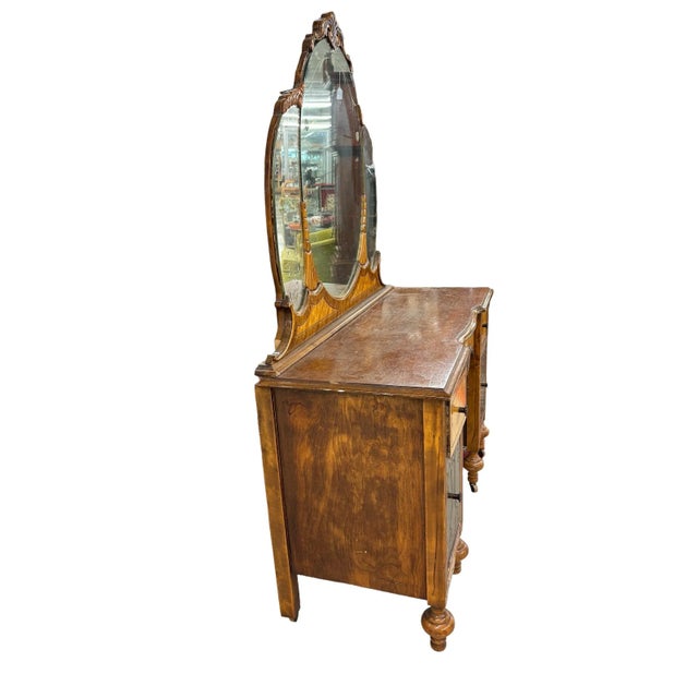 This French style vanity adds a touch of sophistication to any bedroom. The rich brown color complements a variety of...