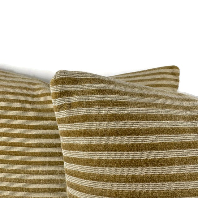 Modern Manuel Canovas Vauville in Beige Pillow Cover - Tan Two Tone Stripe Velvet For Sale - Image 3 of 6