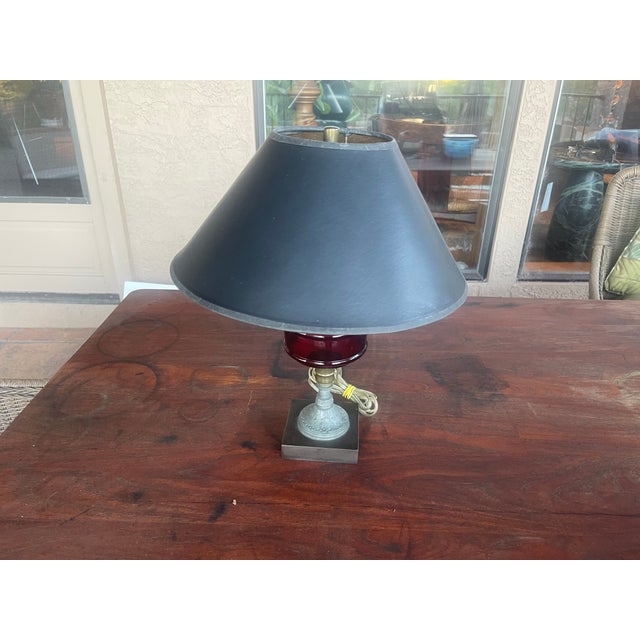 Here is a rather sweet boudoir lamp which is an original gas lamp that was electrified the proper way and could be...