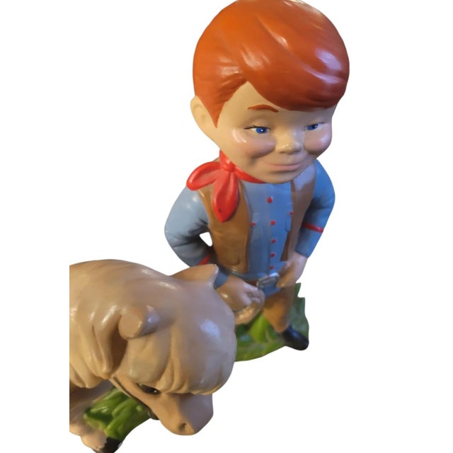 1970s 1970's Vintage Ceramic Horse Cowboy Whimsical Child Figurine Statues- A Pair For Sale - Image 5 of 10