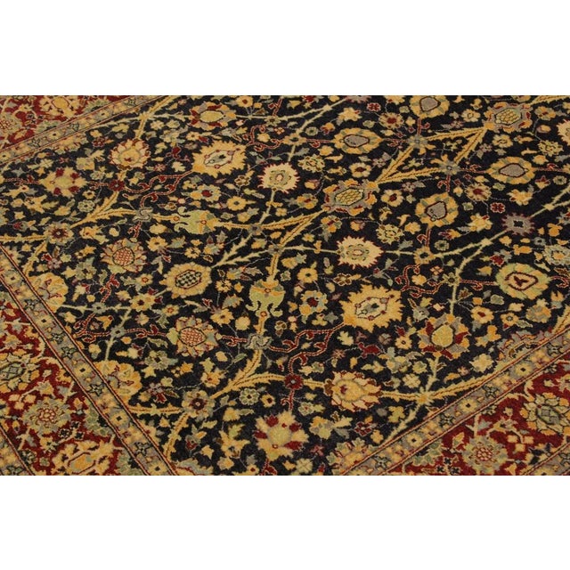 1980s 1980s Shabby Chic Blue/Red Turkish Hand-Knotted Rug -4'1 X 6'1 For Sale - Image 5 of 8