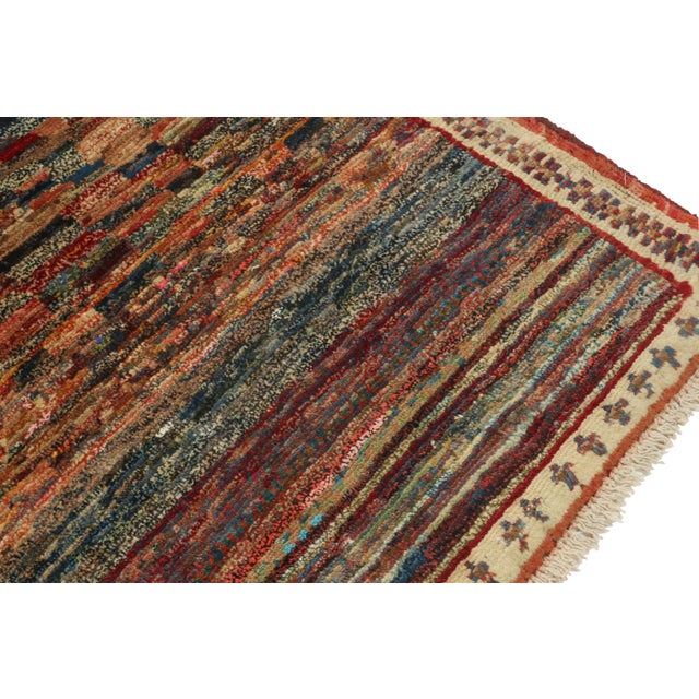 1950s Vintage Gabbeh Tribal Rug in Polychromatic Abstract Pattern For Sale - Image 5 of 7