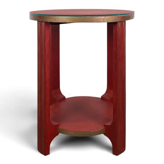 Glass Art Deco Red Lacquered Side Table with Glass Top, 1930s For Sale - Image 7 of 7