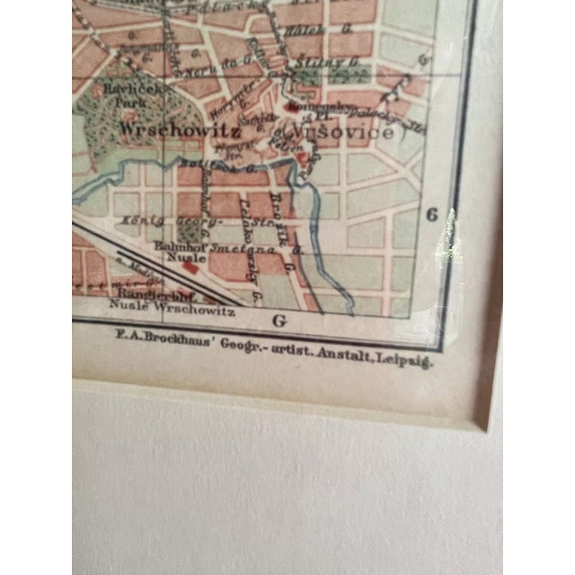 1920s Old Historical Map Prague Czech Republic Fa Brockhaus Konversations Vintage For Sale - Image 4 of 5