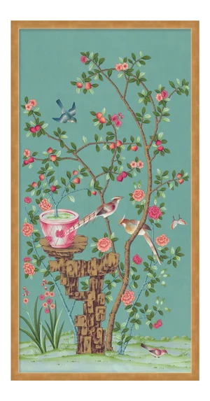 BelAire Cerulean by Paul Montgomery in Gold Frame, Medium Art Print