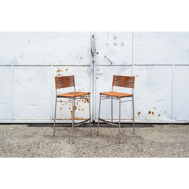 Stool with stainless steel structure, leather seat and back. Model Miss B Designer Tito Agnoli Producer BBB Bonacina Year...