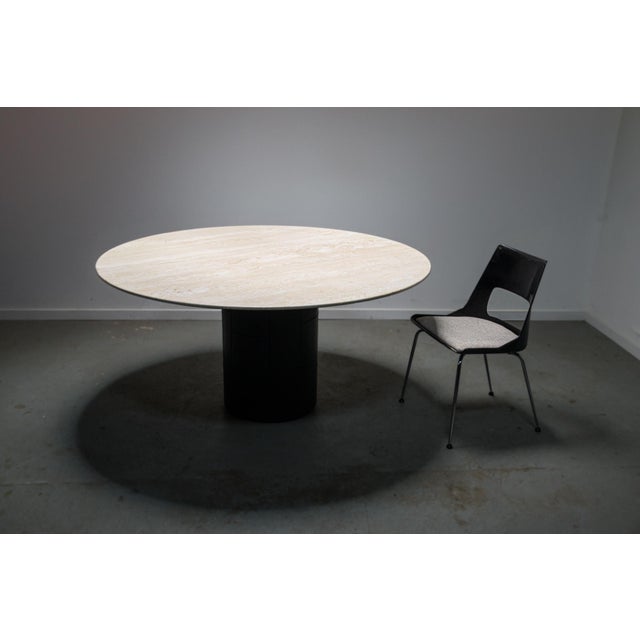 Tobio Dining Table in Travertine and Leather by Afra & Tobia Scarpa for B&B Italia, 1977 For Sale - Image 3 of 8