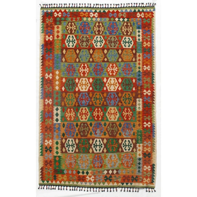 2010s Afghan Kilim Handspun Wool Rug - 6′6″ × 9′11″ For Sale - Image 5 of 7