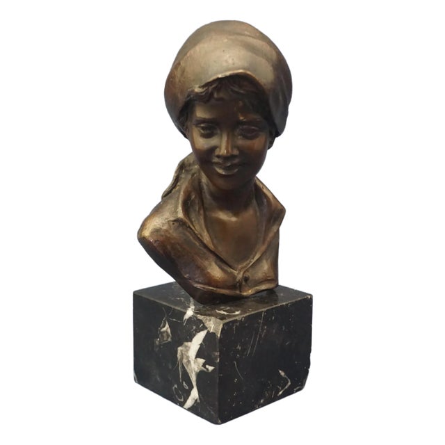 Bronze Bust of Contadinella by Giovanni De Martino, Naples, Italy, Late 1800s For Sale