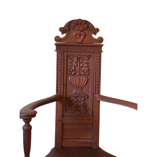 Renaissance Renaissance Style French Walnut Caquetiore Armchair Carved Back Splat, 19th Century For Sale - Image 3 of 11