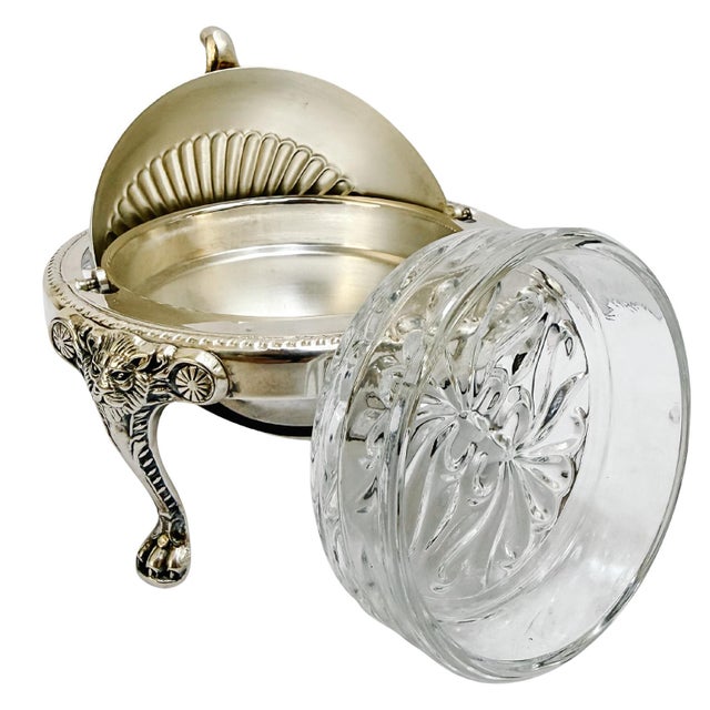 American Early 20th Century American Rogers Silver-Plated Roll Top Caviar / Butter Dish With Glass Liner - Caviar Server For Sale - Image 3 of 10