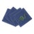 Serpent Cotton Sateen Cocktail Napkins in Blue, Set of 4 For Sale