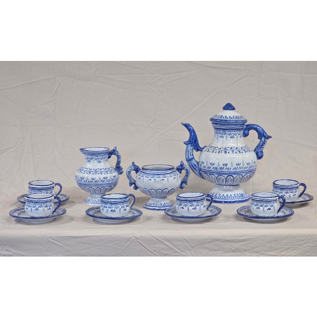 An absolutely charming vintage Spanish Talavera (hand painted tin glazed earthenware) traditional blue and white sixteen...
