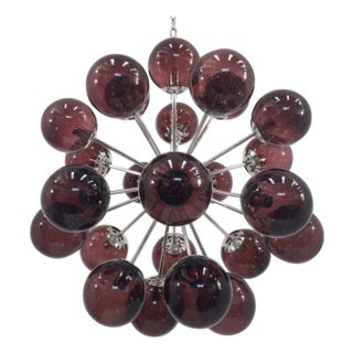 21st Century Nova Polished Nickel Amethyst Bubbles Murano Sputnik Chandelier by Fabio LTD For Sale