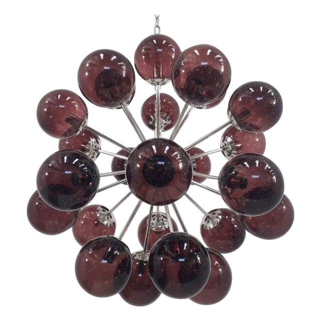 21st Century Nova Polished Nickel Amethyst Bubbles Murano Sputnik Chandelier by Fabio LTD For Sale